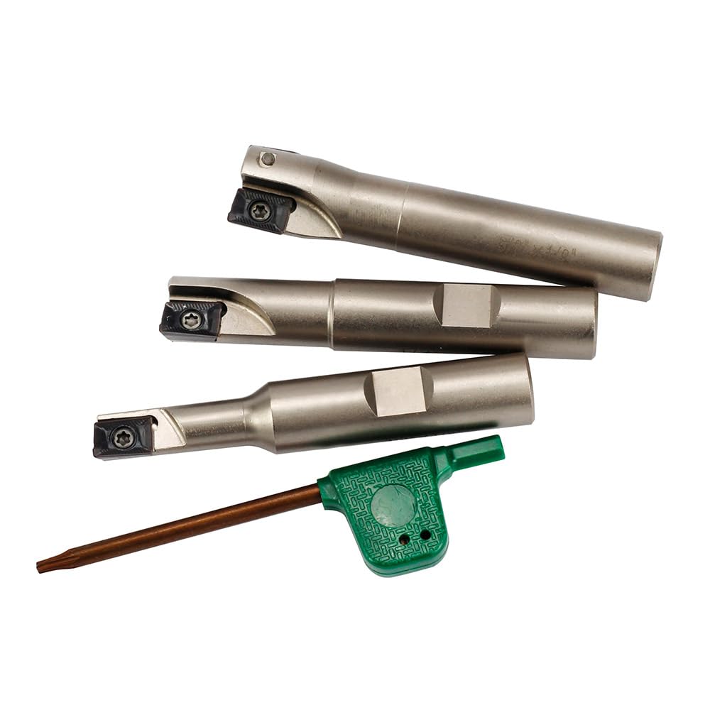 OSCARBIDE Indexable End Mill Set, 3/8", 1/2", 5/8" Cutting Dia, 3 Pcs
