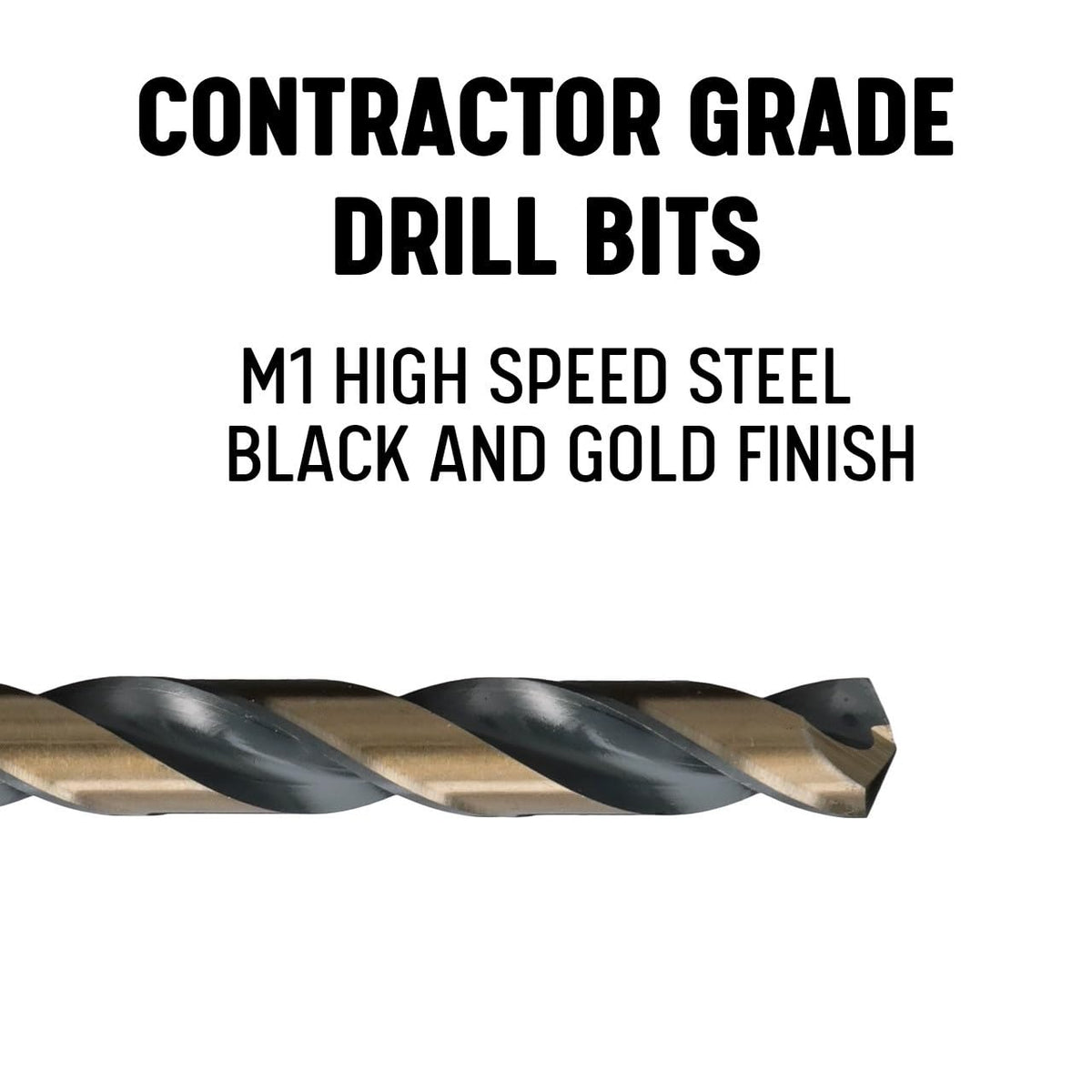 Drill America 39/64" Reduced Shank High Speed Steel Black & Gold Contractor Drill Bit with 3-Flat 1/2" Shank, KFD3F Series