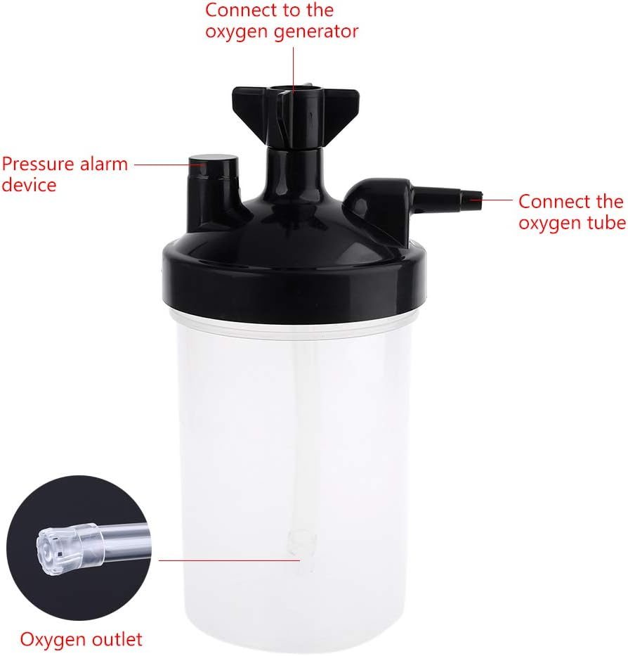 Humidifying Cup Humidifier Water Bottle for Oxygen Regulator High Flows Oxygen Bubbler Bottle for Oxygen Concentrators, As Pic Shows