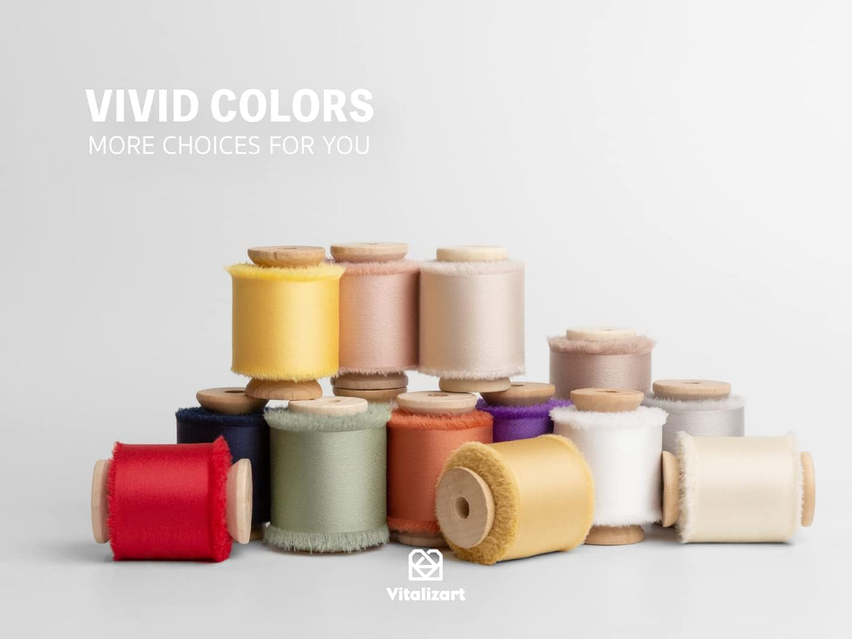 Silk Satin Ribbon 1-1/2 inch x 15 Yard with Wooden Spool Champagne & Nude Handmade Frayed Ribbons for Gift Wrapping