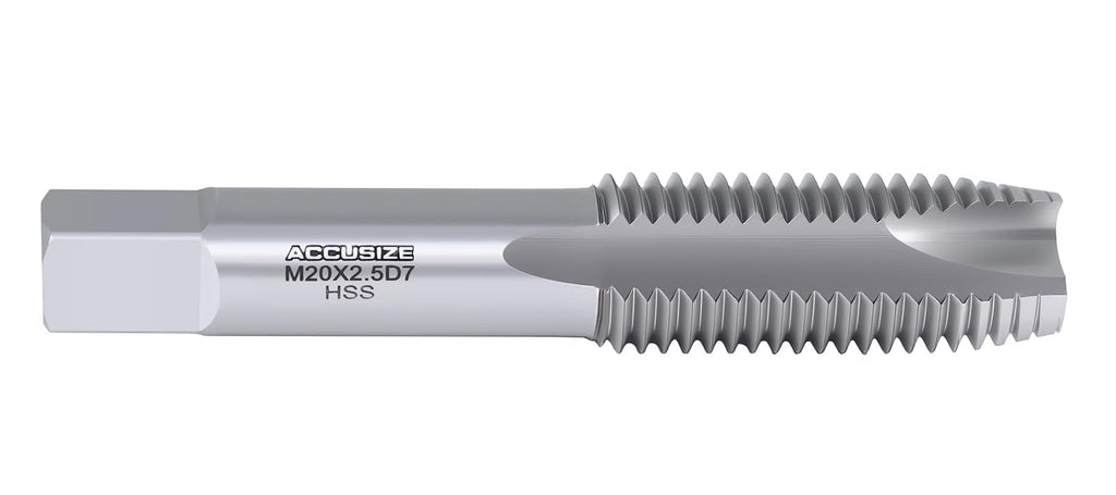 Accusize Metric Spiral Point Tap M20 x 2.5, HSS, 3-Flute