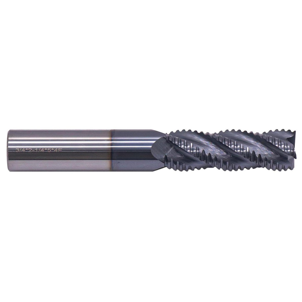 3/4" 4 Flute Solid Carbide Roughing End Mill - ALCrSiN Nano Coated, 5" OAL