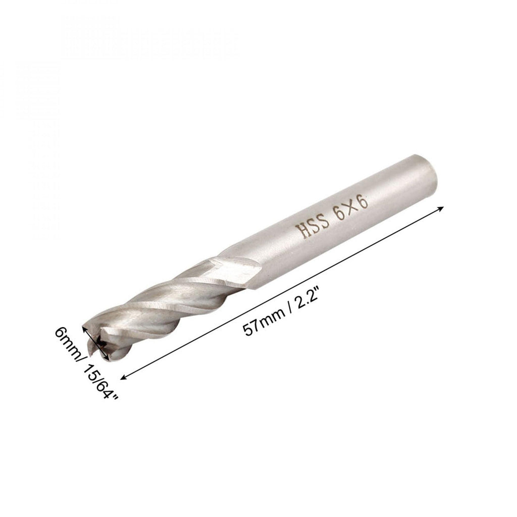 uxcell 4 Pcs Hss Straight Shank 4 Flute End Mill 6 mm x 6 mm x 57 mm Pack of 4