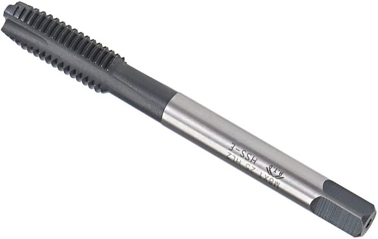 uxcell M8 x 1.25 Spiral Point Threading Tap, H2 Tolerance High Speed Steel TICN Coated, Round Shank with Square End, Metric Screw Taps Tapping Bit for Machinist Thread Repair, 2pcs