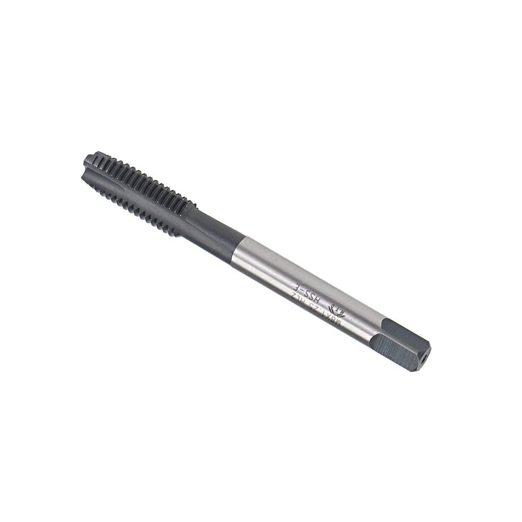 uxcell M8 x 1.25 Spiral Point Threading Tap, H2 Tolerance High Speed Steel TICN Coated, Round Shank with Square End, Metric Screw Taps Tapping Bit for Machinist Thread Repair