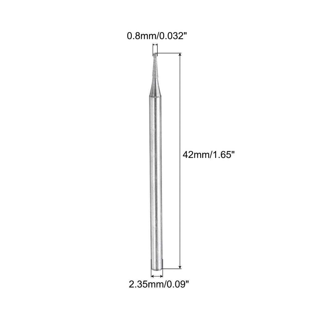 uxcell Diamond Grinding Burrs Drill Bit 3/32" Shank 0.8mm,Ball Head,40pcs