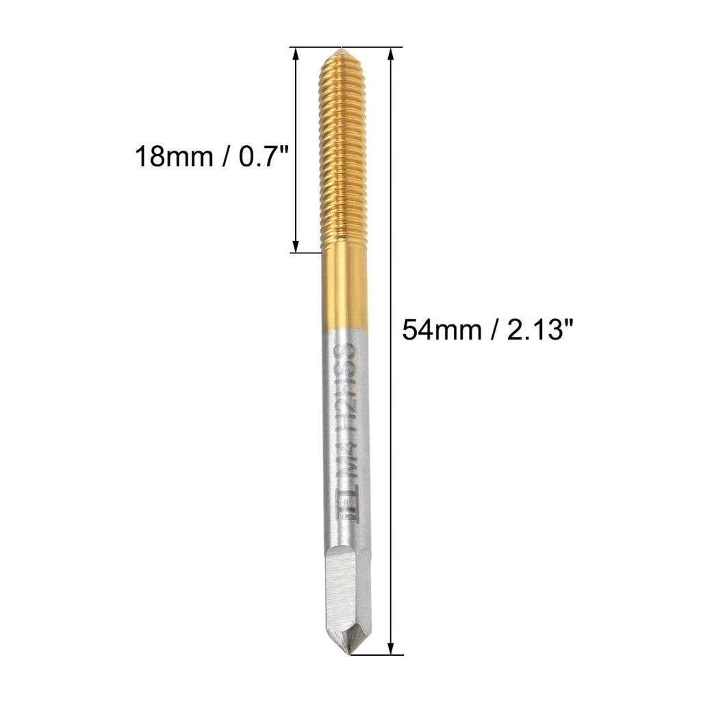 uxcell Metric Spiral Machine Screw Tap M4 Thread 0.7 Pitch H2 Titanium High Speed Steel