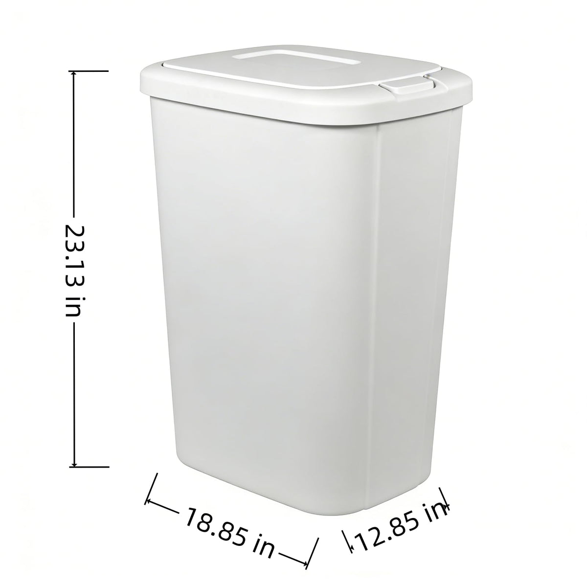 13.3 Gallon Trash Can with Lid, White Plastic Garbage Bin for Home