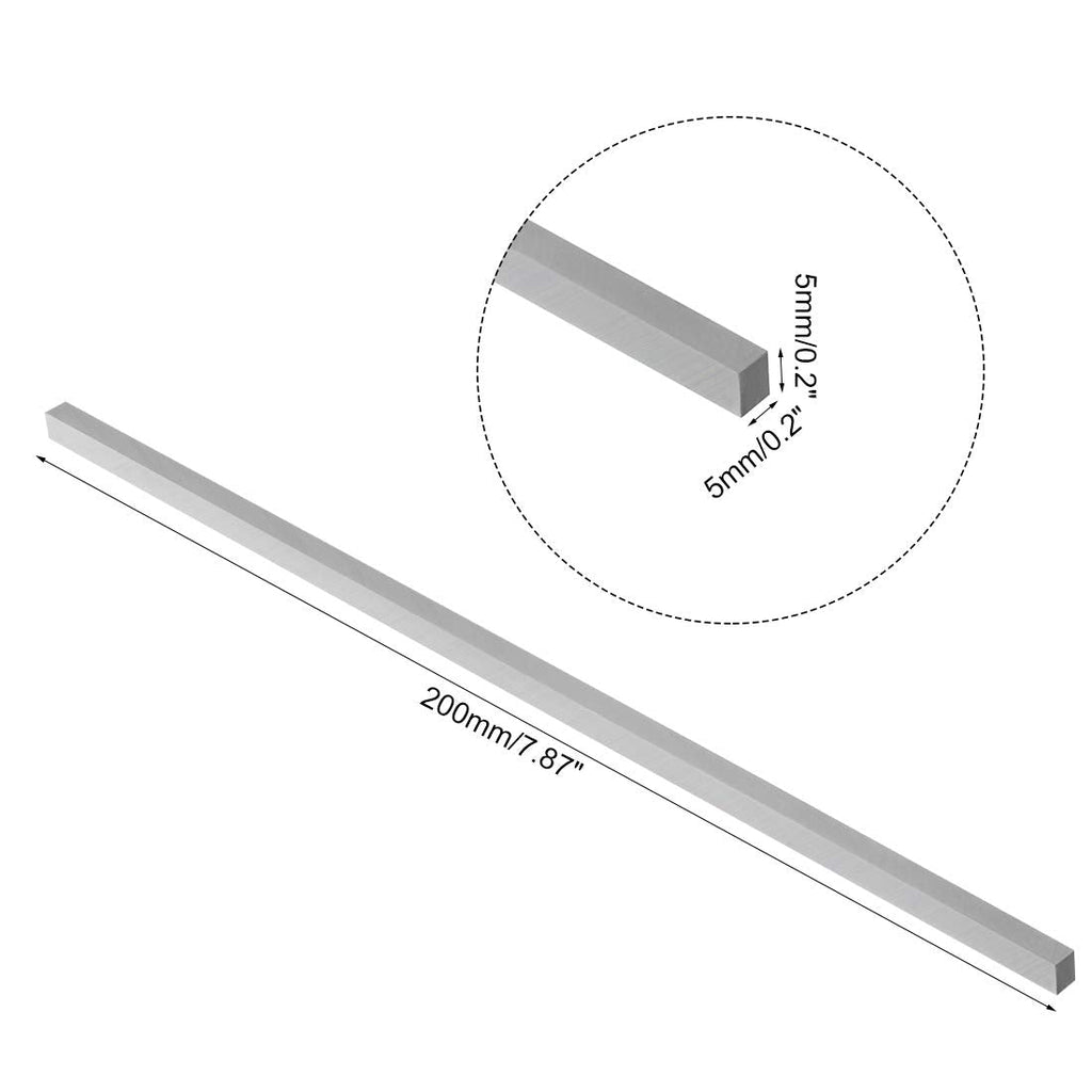 uxcell HSS Lathe Tool Bit 5mm x 5mm x 200mm, Square Lathe Turning Tool Blanks, High Speed Steel Rectangular Fly Cutter Mill Blank, 2pcs
