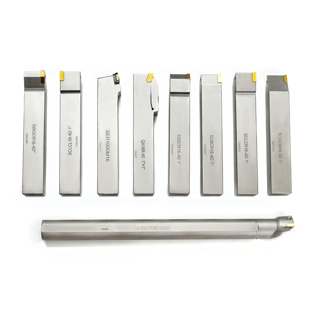 OSCARBIDE 9-Piece 1" Shank Indexable Lathe Tool & Boring Bar Set