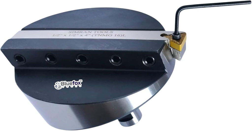 BlueFox Large Head 4" (100 mm) Diameter Fly Cutter with Carbide Indexable Tip Facing Tool – 3/4" (19 mm) Straight Shank, High-Speed Metalworking Tool for Milling Machines, Smooth Finish