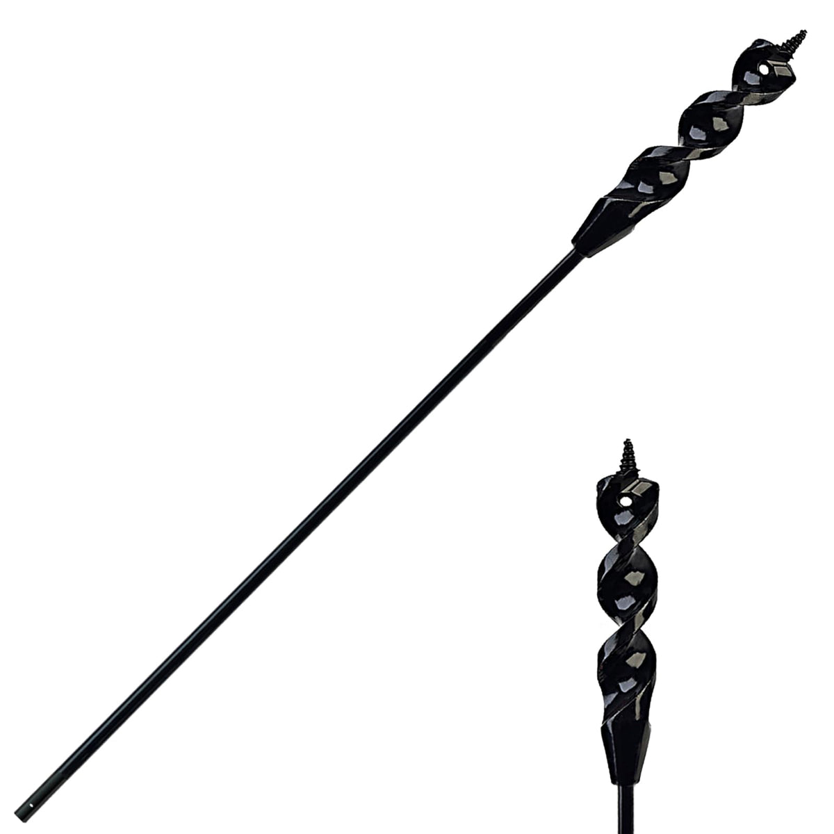 DKIBBITH Flexible Installer Drill Bit for Pulling Wires Through Walls Ceilings and Sidewalks,54-Inch Long, 1-1/4-Inch Auger with a Fish Eye Hole and Screw Point, 1/4" 3-Flat Anti-Slip Shank.