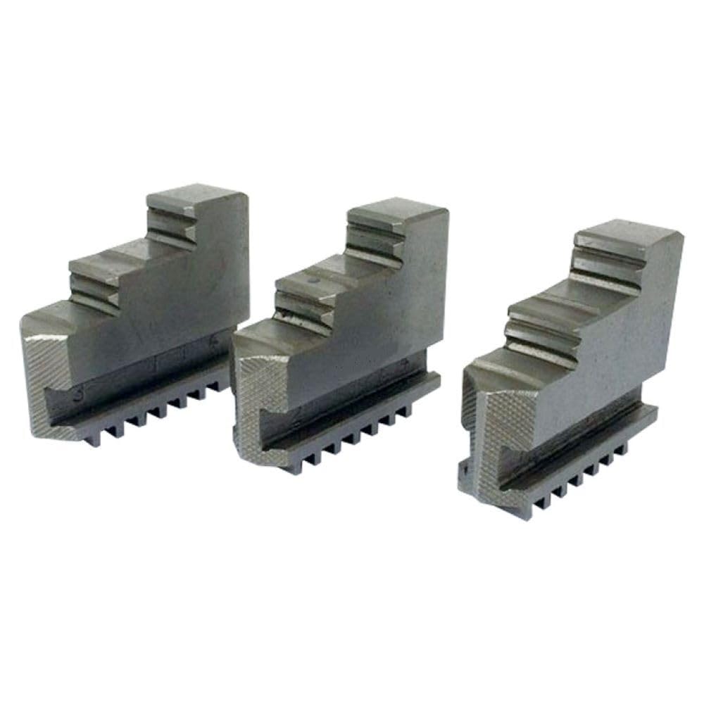 HHIP 3900-4738 3 Piece Steel External Hard Jaw Set for 8" 3-Jaw K11 200 Lathe Chuck, 8" Fits Chuck Size