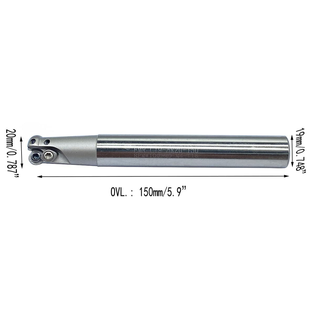 GBJ EMR R5 Round Nose Indexable End Mill Holder for RPMW10 Carbide Inserts Milling Cutter Arbor Holder milling Face milling Slotting (3pcs Sets of EMR C19/20/21-R5)