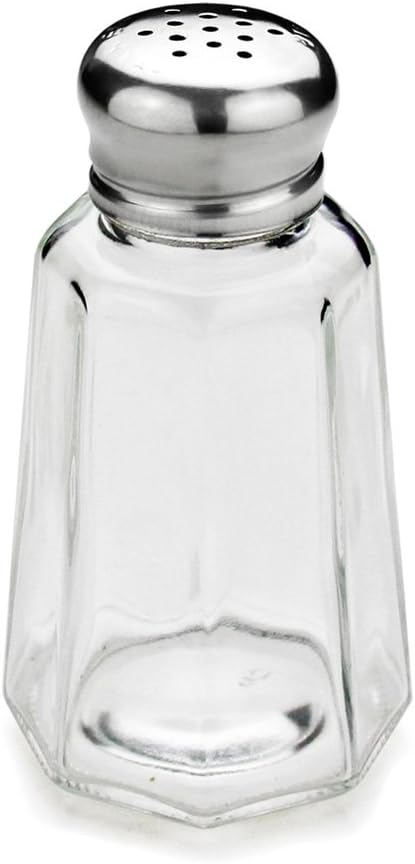 Glass Salt and Pepper Shaker with Stainless Steel Mushroom Top, 2-Ounce, Set of 12