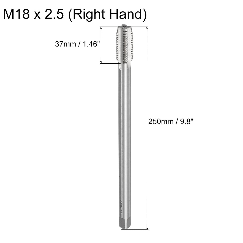uxcell Metric Thread Tap M18 x 2.5 H2 250mm Extra Long Straight Flute