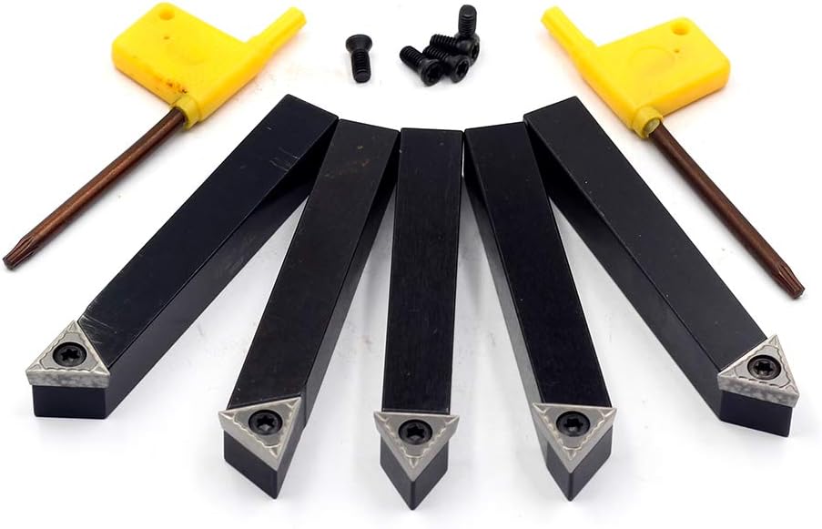 OSCARBIDE 1/2" Mini Lathe Indexable Carbide Turning Tool Holder 5-Piece