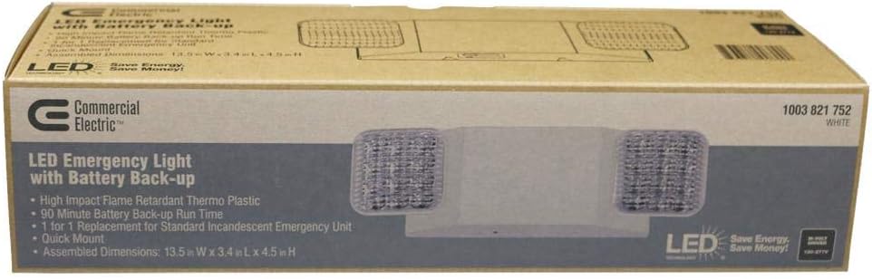 Commercial Electric Rectangle 11-Watt with Ni-Cad 6.0-Volt Battery White Integrated LED Emergency Light