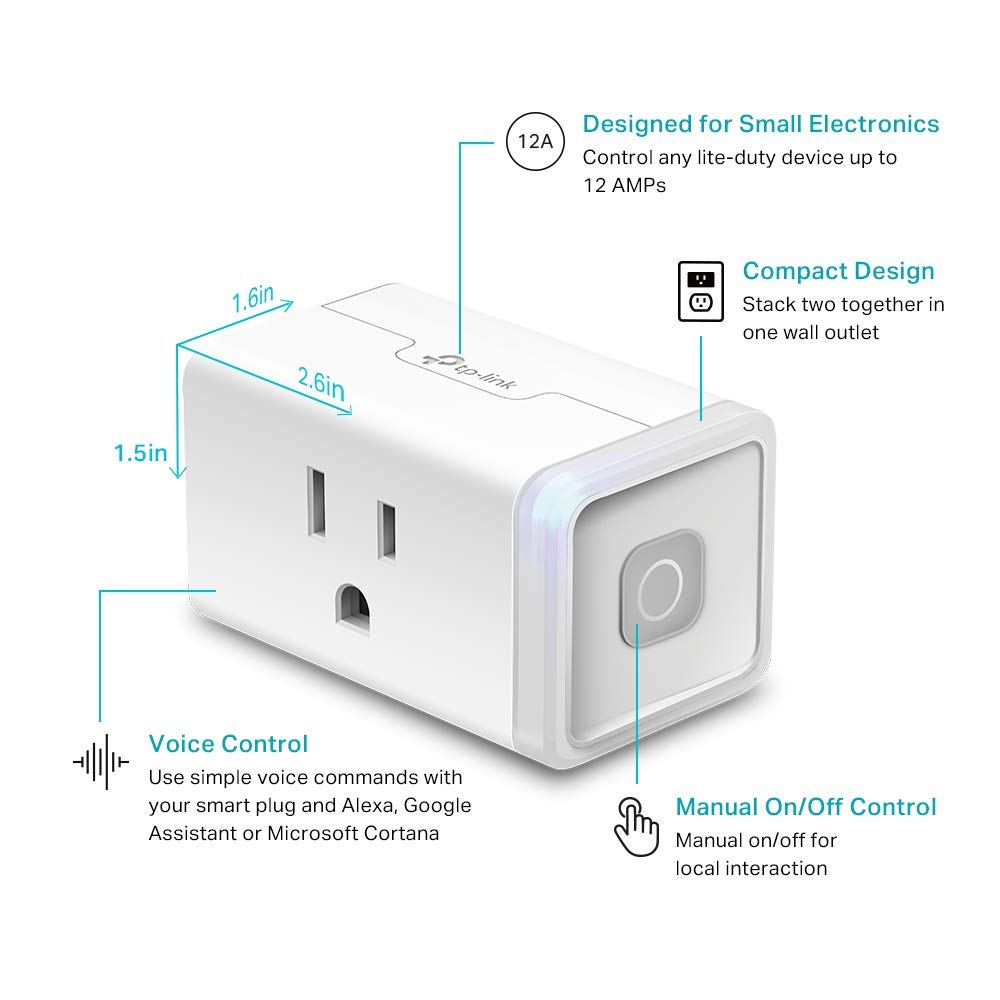 Plug HS103P4, Wi-Fi Outlet Works with Alexa, 4-Pack | Works with Echo, Google Home, No Hub Required, 15 Amp, UL