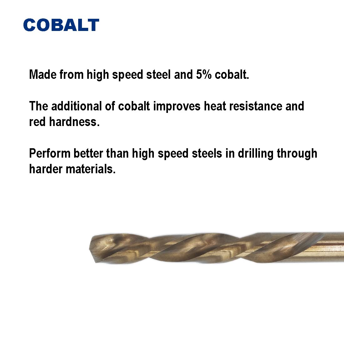 1/4-Inch Cobalt Steel M35 Left Hand Drill Bit, Pack of 3