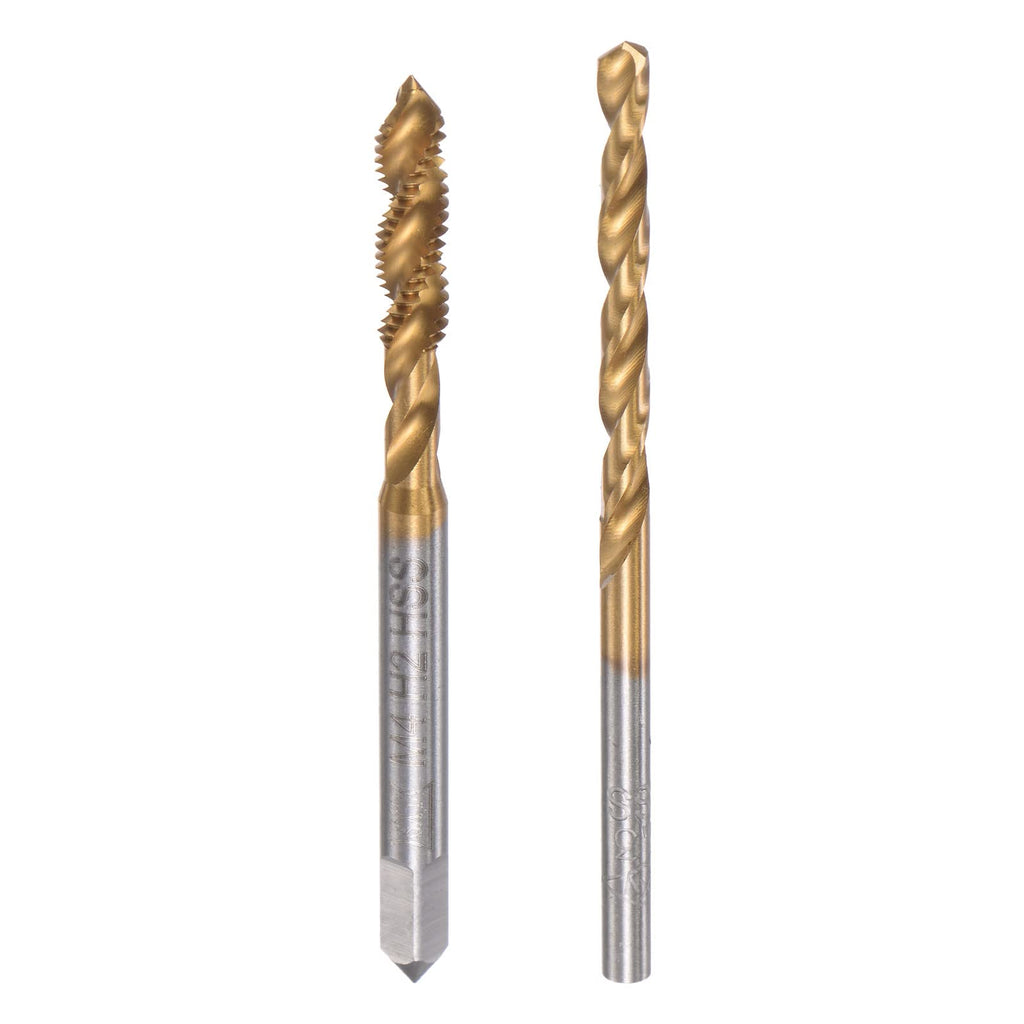 uxcell M4 x 0.7 Spiral Flute Tap and 3.3mm Twist Drill Bit Set, Metric Titanium Plated 6542 High Speed Steel Machine Threading Screw Thread Tap Drilling Tool