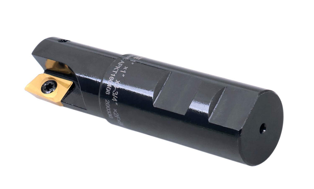 Accusize Industrial Tools 1'' 90 Deg Square Shoulder Indexable End Mill with APKT1604 Inserts, 0056-0921