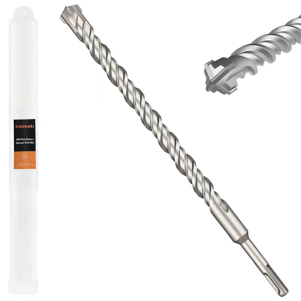 Keewaki 3/4" x 18" SDS Plus Hammer Drill Bit, Cross Carbide Tip