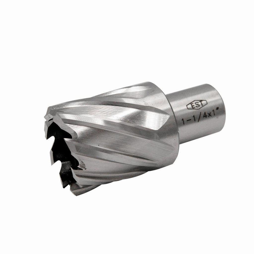 EST HSS M2AL Annular Cutter 1" DOC with 3/4" Weldon Shank for Magnetic Drill Press (D1-1/4" X 1")