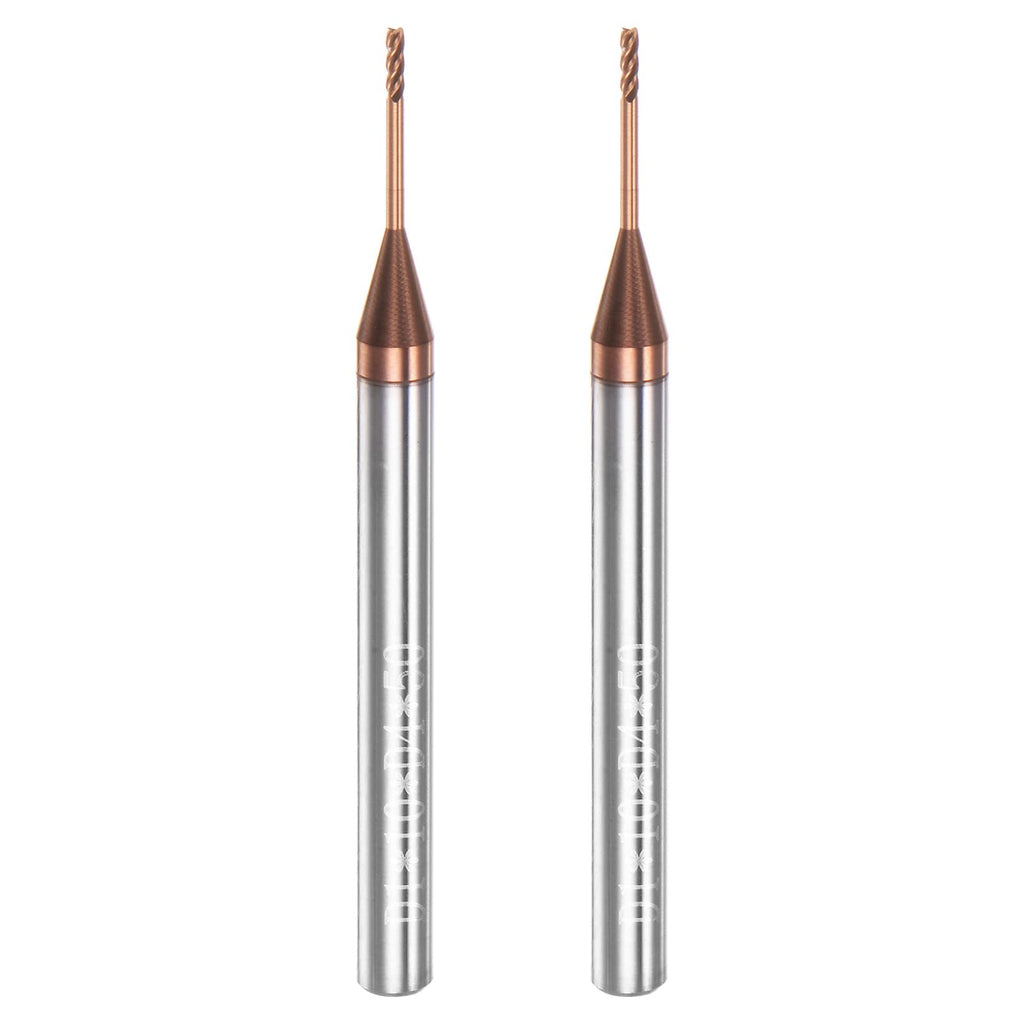HARFINGTON 2pcs Square Nose End Mill 4mm Shank 1mm x 10mm AlTiSin Coated Solid Carbide Long Reach Extended Neck 4 Flutes CNC Router Bit Milling Cutter for Stainless Steel Hardened Steel
