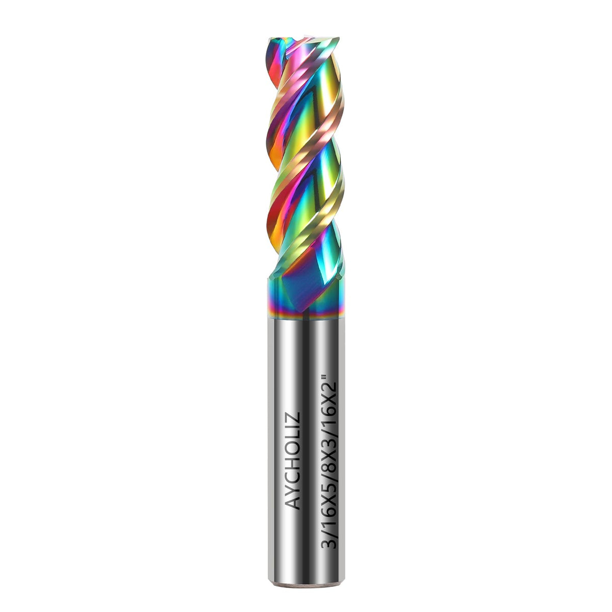 AYCHOLIZ 3/16" Solid Carbide Flat End Mills Set 3 Flute Diamond-Like Coating End Milling Cutter for Aluminum,Copper,Magnesium Alloys