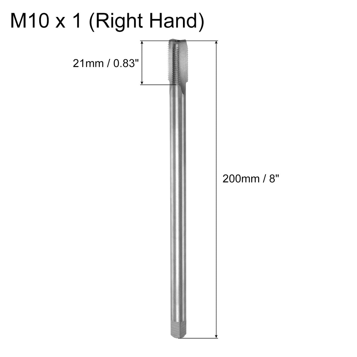 uxcell Metric Thread Tap M10x1 H2 200mm Extra Long Straight Flute