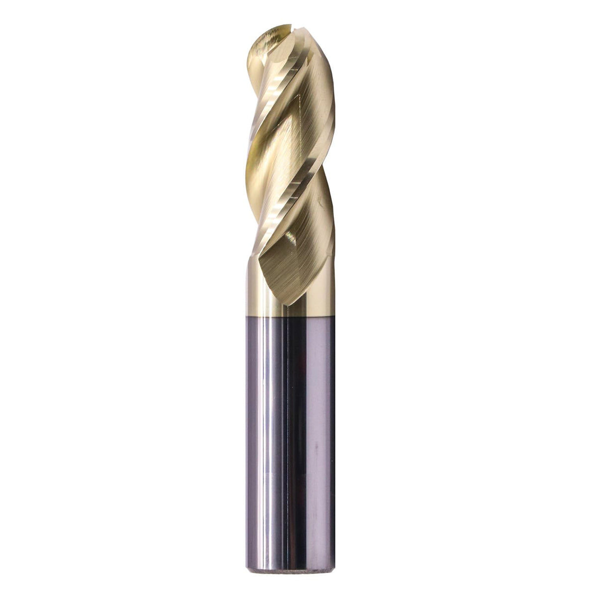 1/2" 3 Flute Solid Carbide Ball Nose End Mill for Aluminum, ZrN Coated