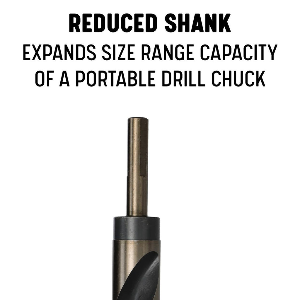 Drill America 1-11/64" Reduced Shank High Speed Steel Black & Gold Contractor Drill Bit with 3-Flat 1/2" Shank, KFD3F Series