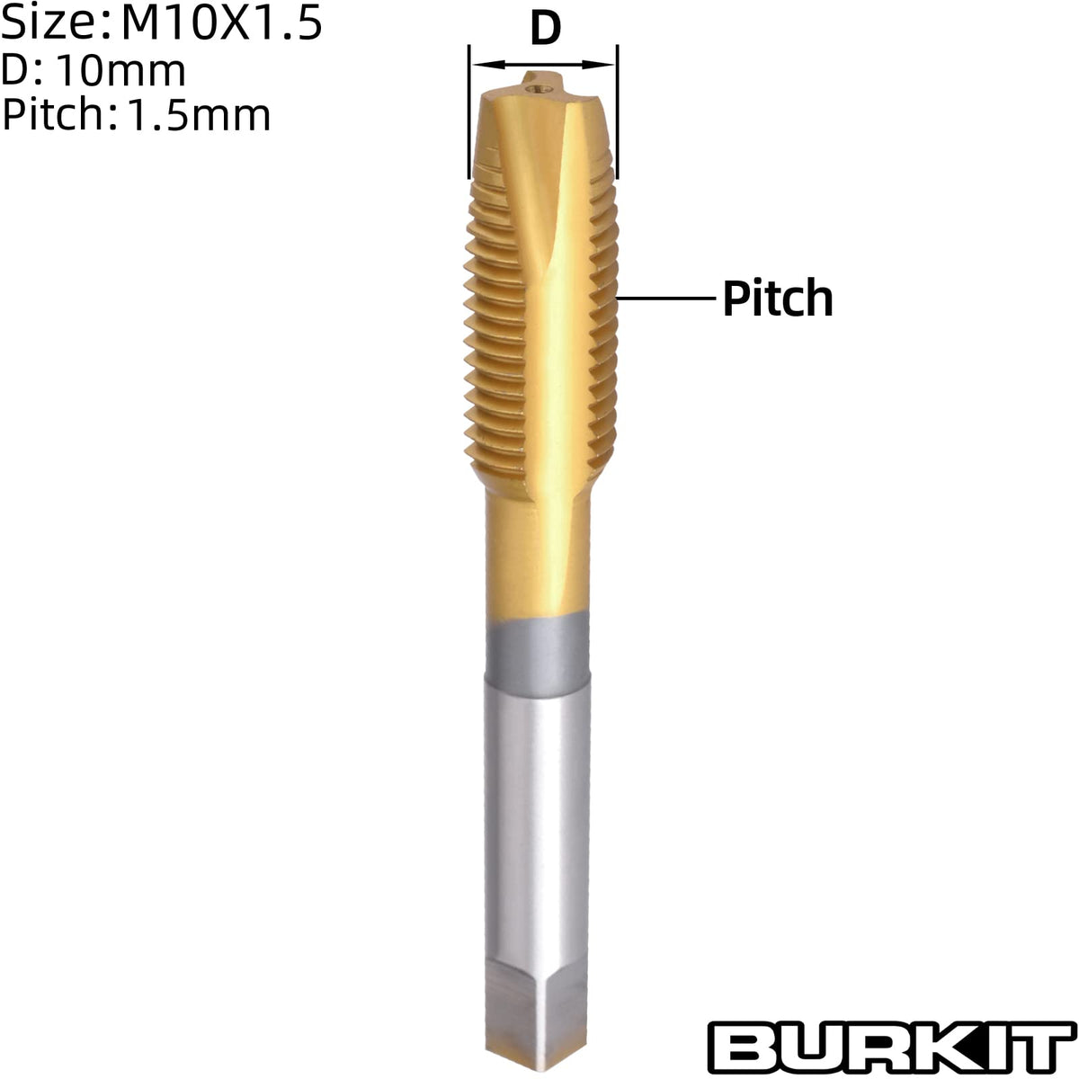 Burkit M10 Titanium Coated Spiral Point Tap
