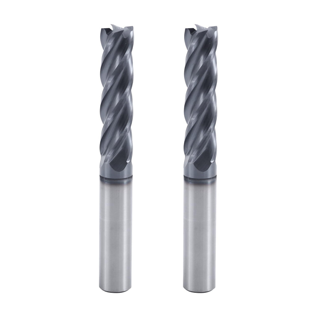 XYunEnZ 1/2" 4-Flute Square End Mill AlTiN Coated Carbide, 2Pcs
