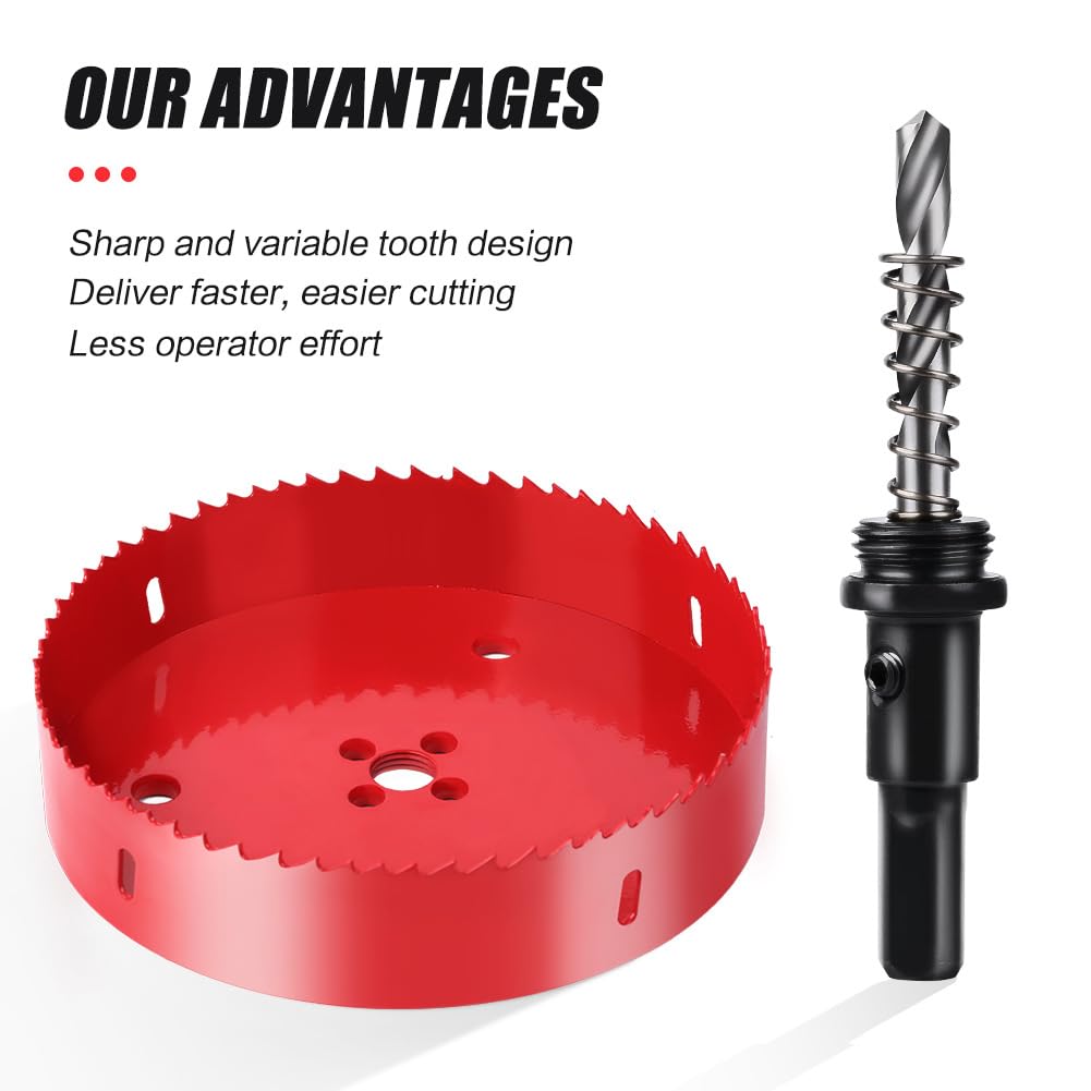 4-1/2 Inch (114mm) Bi-Metal Hole Saw with Arbor, Heavy Duty 4.5 Hole Cutter for Metal, Wood & Plastic, Smooth Cutting Edge & Fast Chip Removal