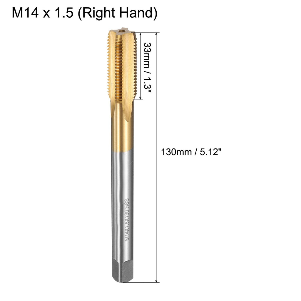 uxcell Metric Thread Tap M14 x 1.5 H2 130mm Straight Flute Screw Thread Milling Machine Taps Threading Tapping Repair Tool
