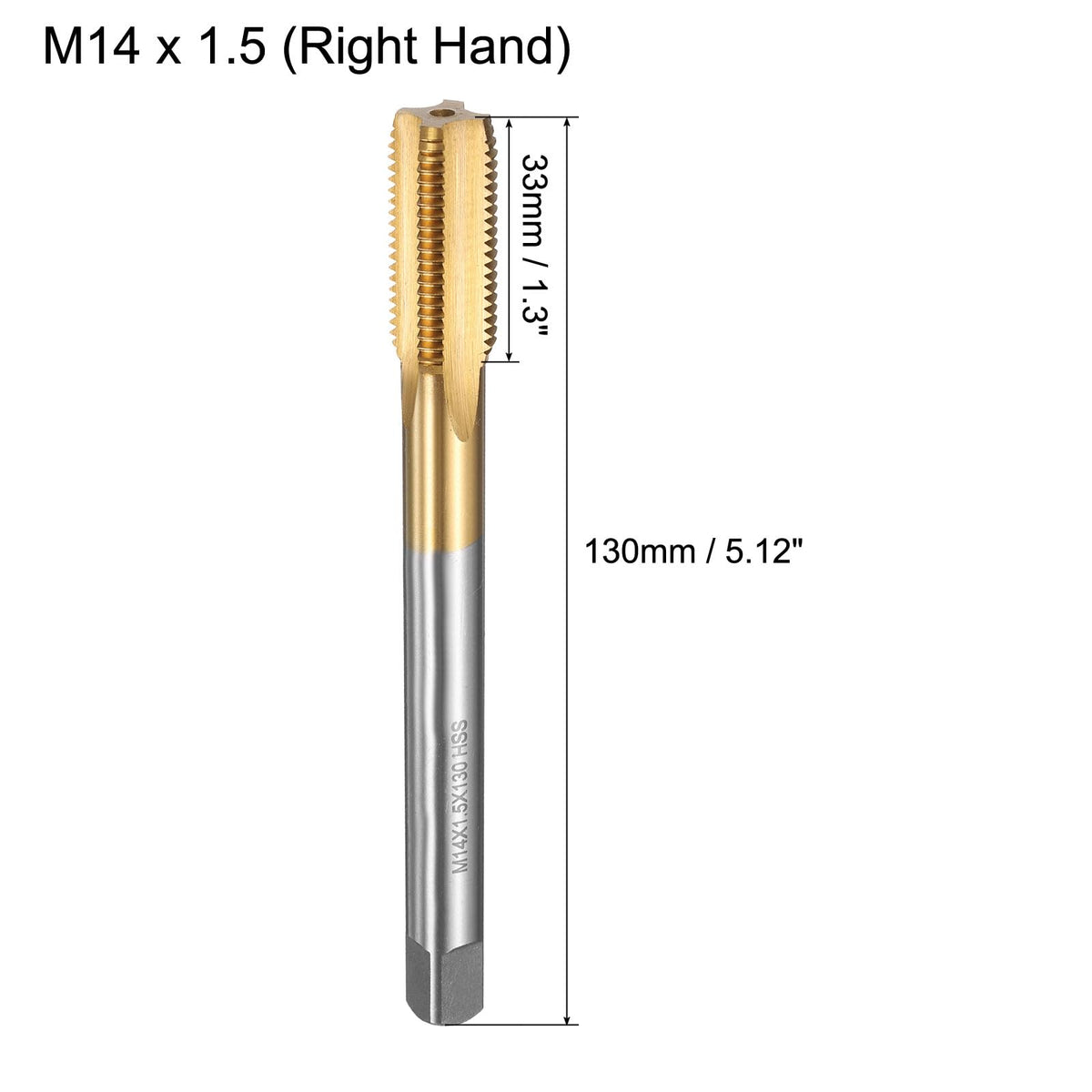 uxcell Metric Thread Tap M14 x 1.5 H2 130mm Straight Flute Screw Thread Milling Machine Taps Threading Tapping Repair Tool