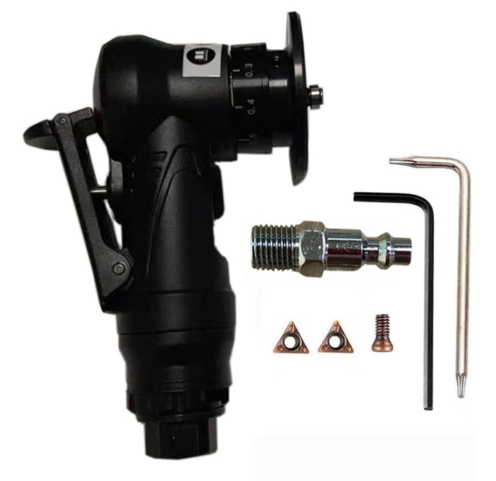 Pneumatic Chamfering Tool, Portable Mini Deburring Tool, 45 Degree Handheld Linear Air Chamfer Tool for Metal, Trimming Machine Arc Edge Beveler with Precision Blade Inserts, Ultra Light (Black)