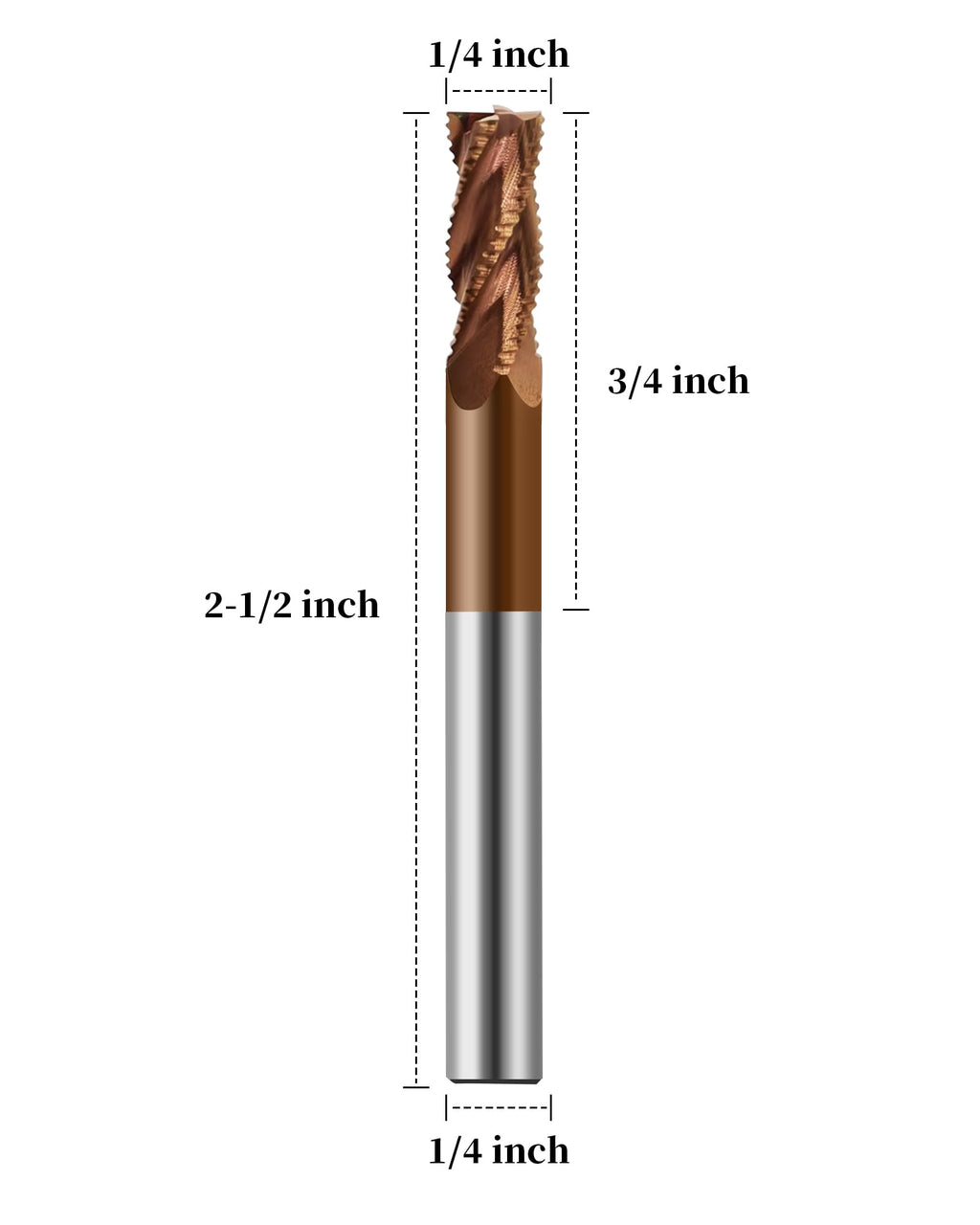 Zorqon 1/4" Carbide Roughing End Mill, 4 Flute End Mill Bits
