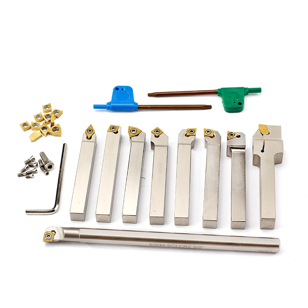 OSCARBIDE 3/8" Shank Metal Lathe Tool & Boring Set, 9-Piece