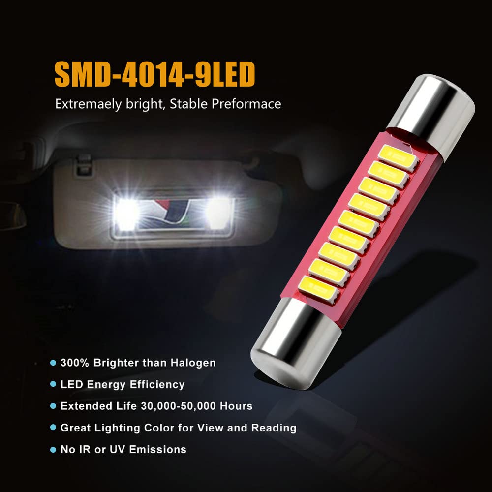 DODOFUN 6615F 6612F T-2 LED Bulb for Car Vanity Mirror Sun Visor Light