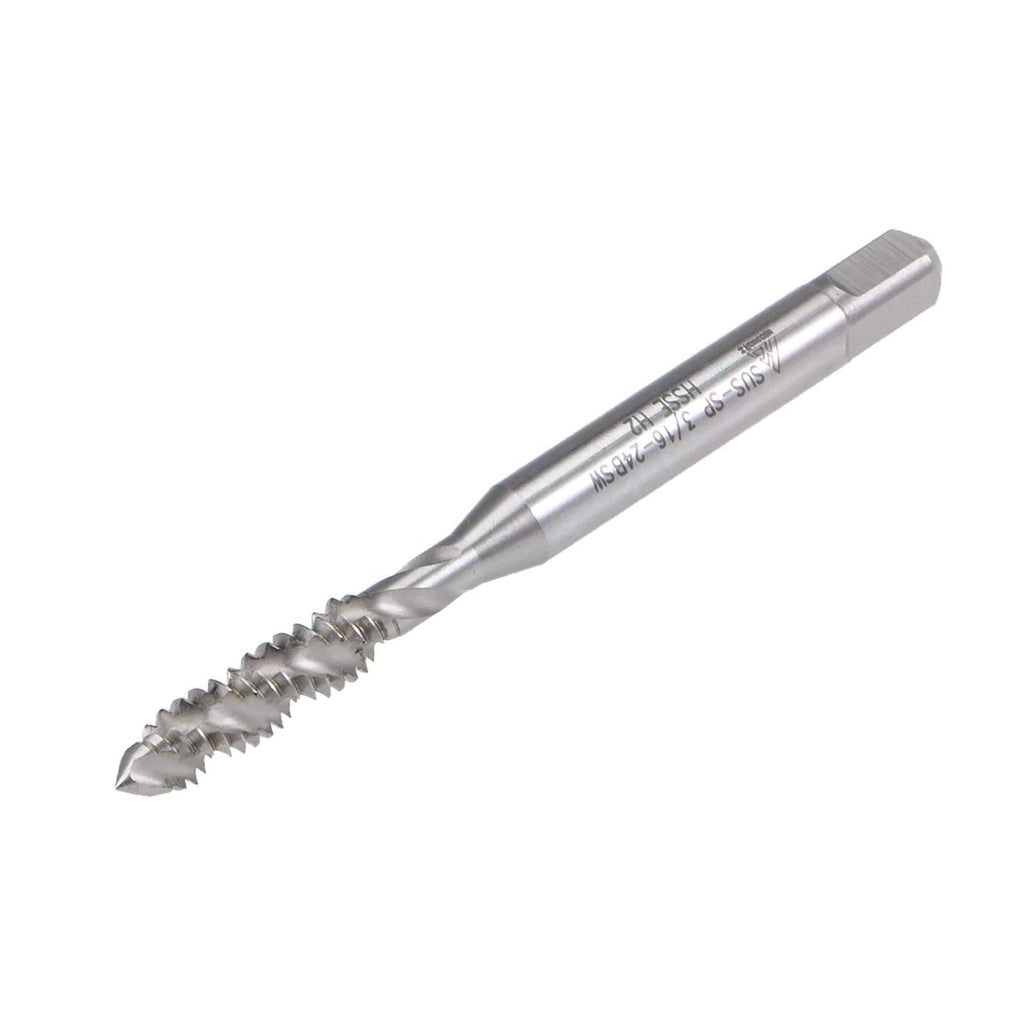 uxcell 3/16"-24 BSW Spiral Flute Thread Tap, Machine Threading Tap HSS-Cobalt Uncoated, Round Shank with Square End, H2 Tolerance