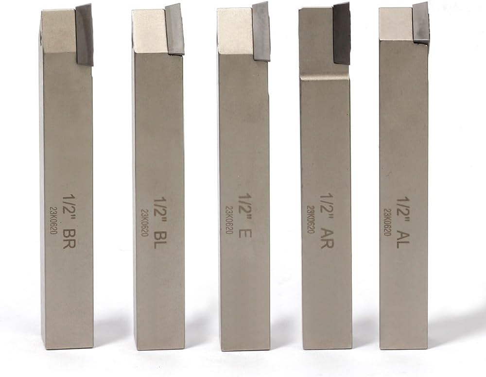 Mini Indexable Lathe Turning Tool-1/2" Shank Nickel Plated 5 Pieces Carbide Turning Tool Set,Metal Lathe Cutting Tools with Carbide Inserts TCMT16T304 (TCMT32.51)