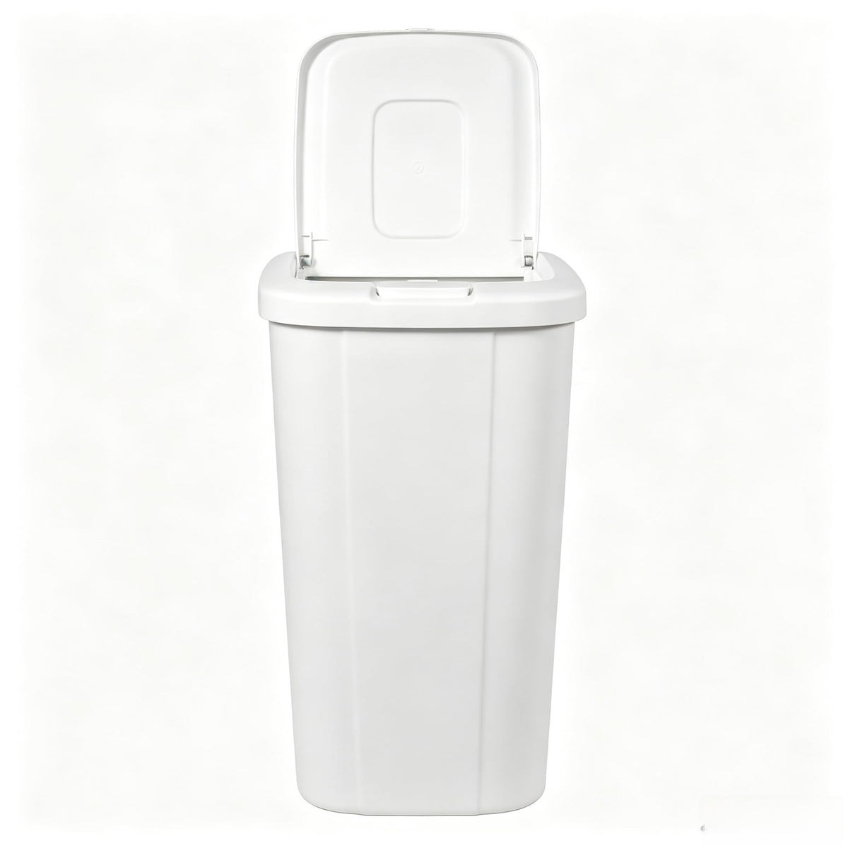 13.3 Gallon Kitchen Trash Can, Touch Top Push Lid, Slim Plastic Bin, White