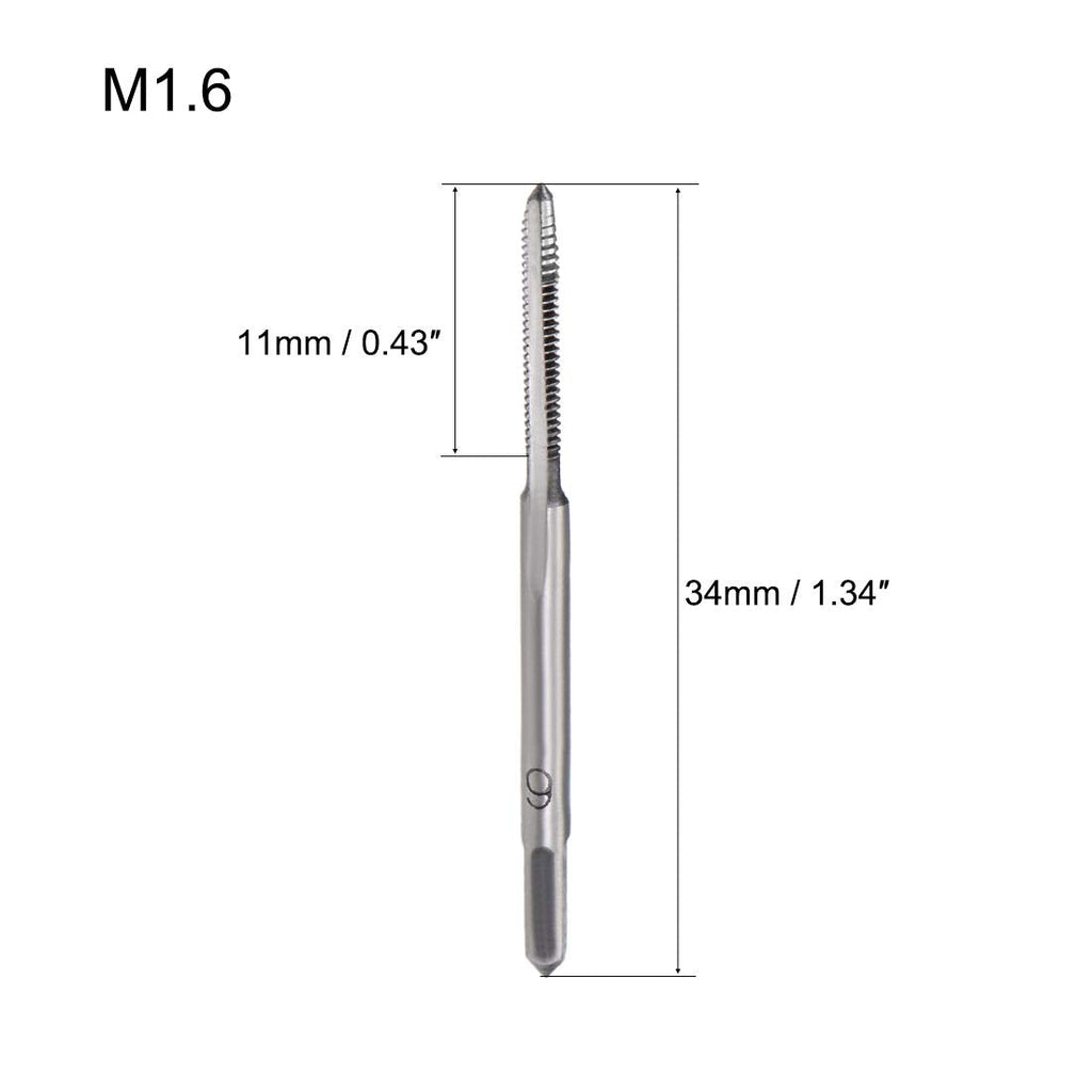uxcell 5 Pairs Metric Hand Threading Tap Set M1.6 Thread 0.35mm Pitch Taper & Plug Milling Taps Straight Flutes High Speed Steel