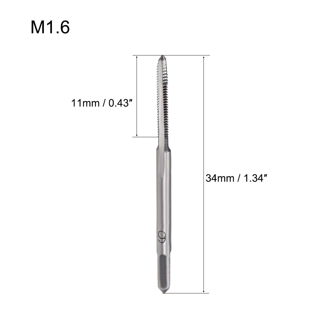 uxcell 5 Pairs Metric Hand Threading Tap Set M1.6 Thread 0.35mm Pitch Taper & Plug Milling Taps Straight Flutes High Speed Steel
