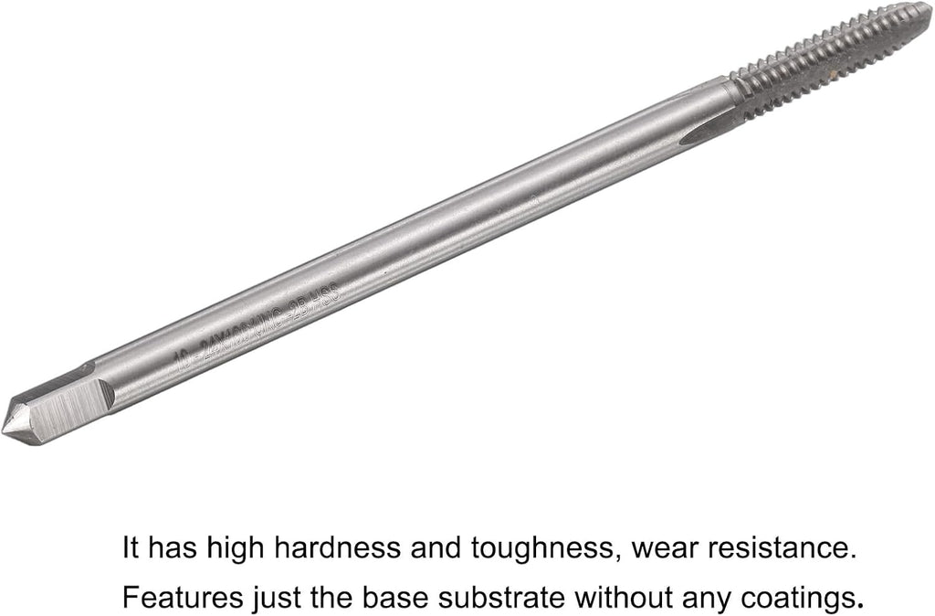 uxcell Thread Milling Taps, 10-24 UNC High Speed Steel 6542 (HSS6542) 3 Straight Flutes Machine Screw Thread Threading Tap, 4" Length (Extra Long）