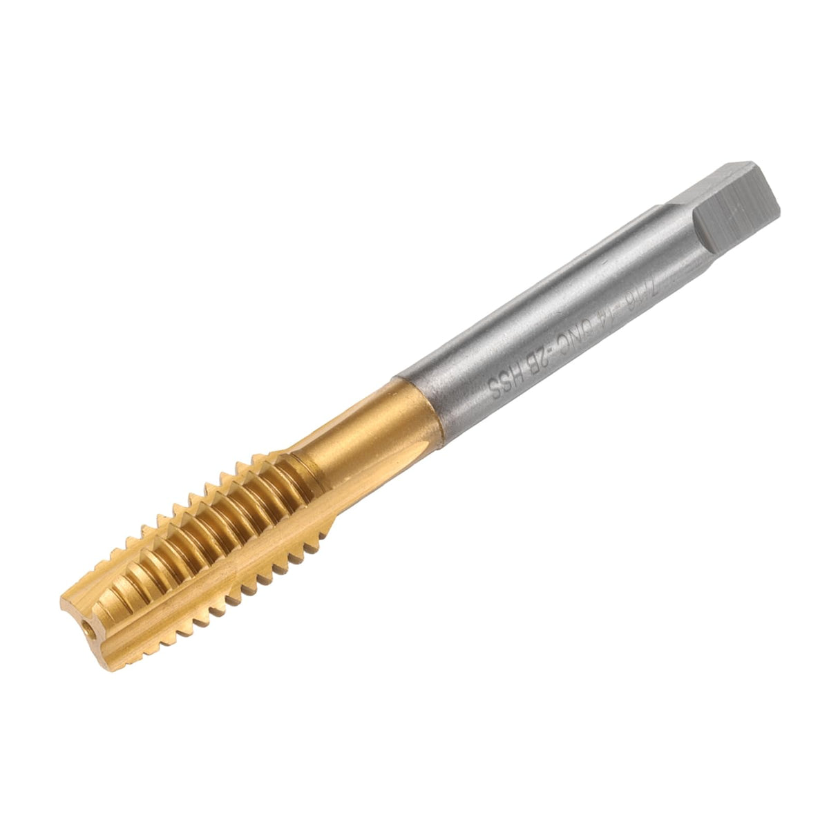 uxcell 7/16-14 UNC B2 Spiral Point Thread Tap, Screw Tap Threading Tapping Tool, Titanium Coated 6542 High Speed Steel Machine Taps Tapping Bit