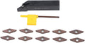 SVJCR1616H16 Lathe Turning Tool Holder 16mm Shank with 10pcs VCMT160404 Carbide Inserts for CNC Semi-Finishing and Finishing Steel Cutting Includes Wrench